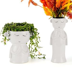 Sale! NEW! Gowew Cute Unique Angel Shaped Face Vase Set of 2